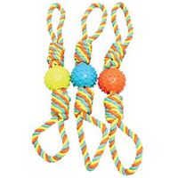 1868140 Boss Pet Pet Toy Rope Bone Ball With Spiked Ball, Thermoplastic Rubber