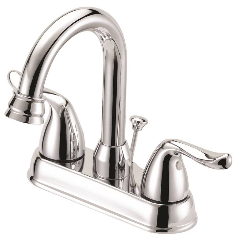 4 In. Two Handle Lavatory Faucet With Plastic Pop, Chrome
