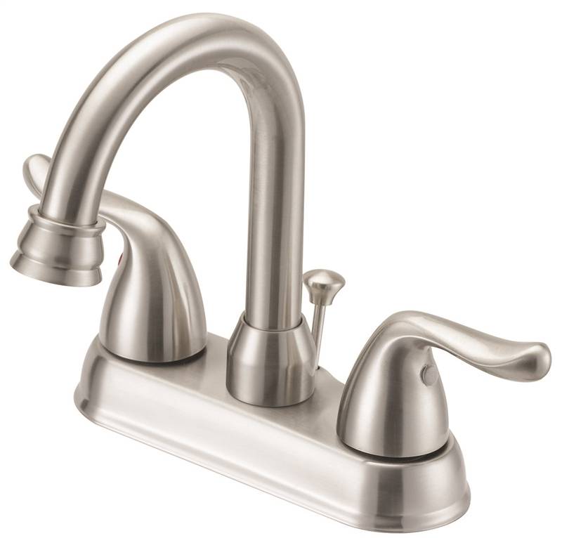 1492578 4 In. Two Handle Lavatory Faucet With Plastic Pop, Nickel