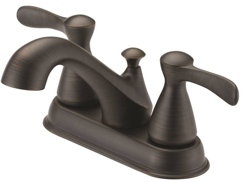 1594001 4 In. Two Handle Lavatory Faucet With Plastic Pop-up, Lever Bronze