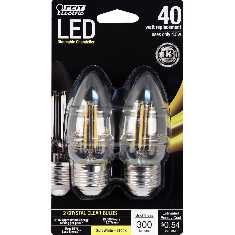 7184799 4.5 Watt Equivalent Clear Dimmable Chandelier Blunt Tip Medium Base Led Light Bulb