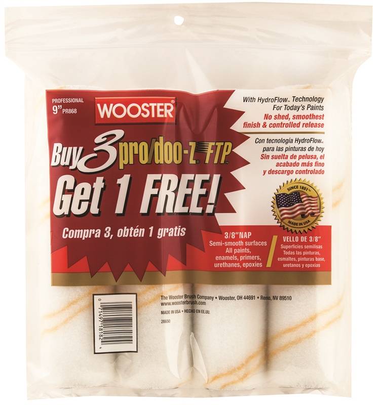 Wooster Brush 7614456 9 X 0.37 In. Cover Paint Roller - Pack Of 4