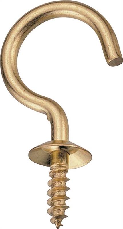 0.50 In. Rust-resistant Decorative Cup Hook, Solid Brass