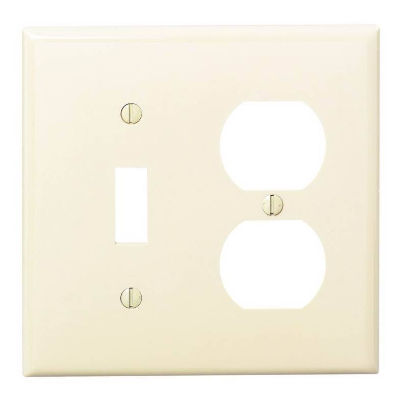 4590394 2-gang 1 Toggle 1-duplex Device Combination Wall Plate, Ivory