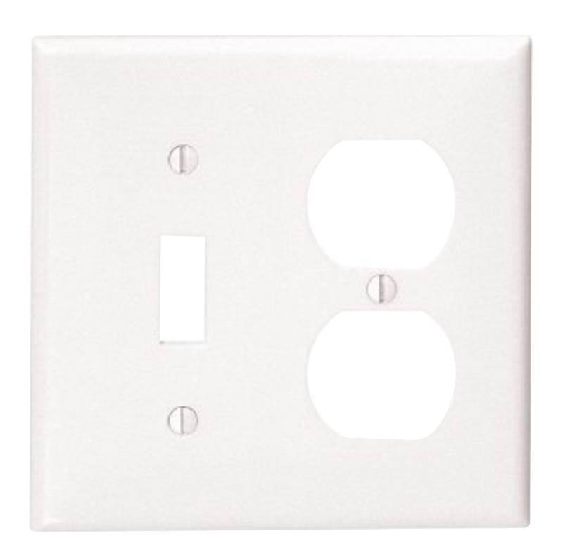 4590402 2-gang 1 Toggle 1-duplex Device Combination Wall Plate, White