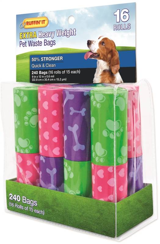 4767307 Dog Waste Assorted Color Bags, 240 Count - 16 Rolls