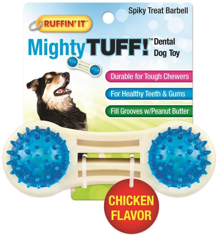 4767505 5.5 In. Dental Spiky Treat Barbell Pet Toy