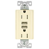1452978 Combination Usb Charger With Tr Duplex Receptacle, Light Almond