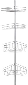 1007855 4-tier Triangle Basket Tension Pole Shower Caddy, Satin Nickel