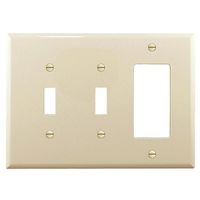 Cooper Wiring 1075670 2-toggle Decorator Of 3 Gang Wall Plate, Light Almond