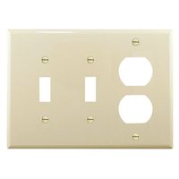 Cooper Wiring 1338441 2-toggle Duplex Of 3 Gang Wall Plate, Light Almond
