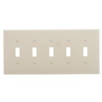 Cooper Wiring 7211170 Toggle Decorator Of 5 Gang Wall Plate, Light Almond