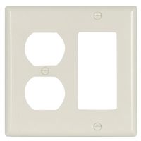 Cooper Wiring 7211212 2 Gang Toggle Duplex Switch Wall Plate, Light Almond