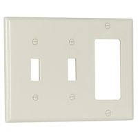 Cooper Wiring 7211220 3 Gang With 2-toggle Switch Wall Plate, Light Almond