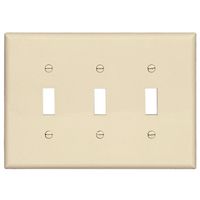 Cooper Wiring 4557567 3-gang Toggle Switch Wall Plate, Light Almond