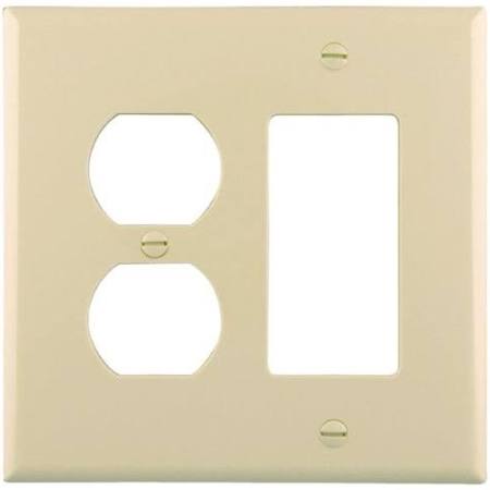 Cooper Wiring 3347283 Duplex Receptacle & Decorator 2g Wall Plate, Light Almond