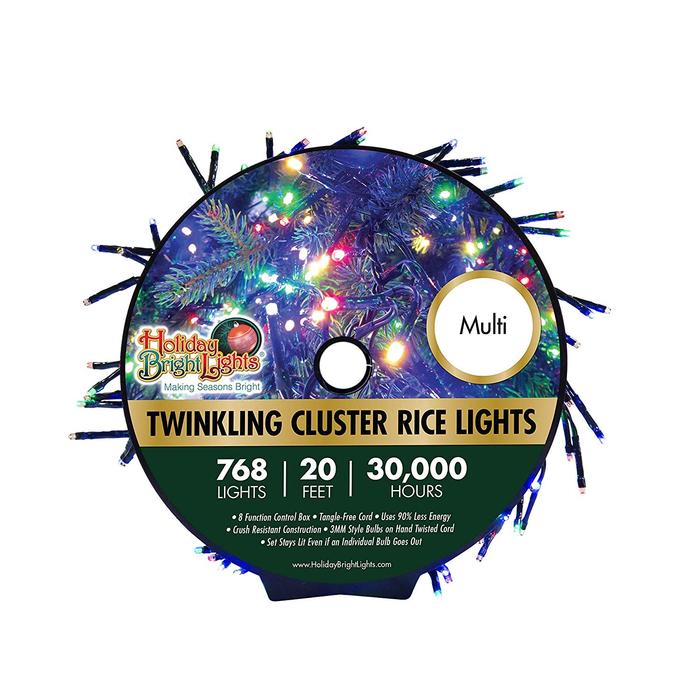 Nu Tsai Capital Dba 8142333 20 Ft. Twinkling Cluster Rice Christmas Light Reel - Multicolor, 768 Lights