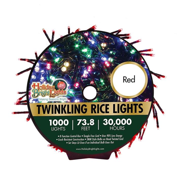 Nu Tsai Capital Dba 8069296 74 Ft. Twinkling Cluster Rice Christmas Light Reel - Red, 1000 Lights
