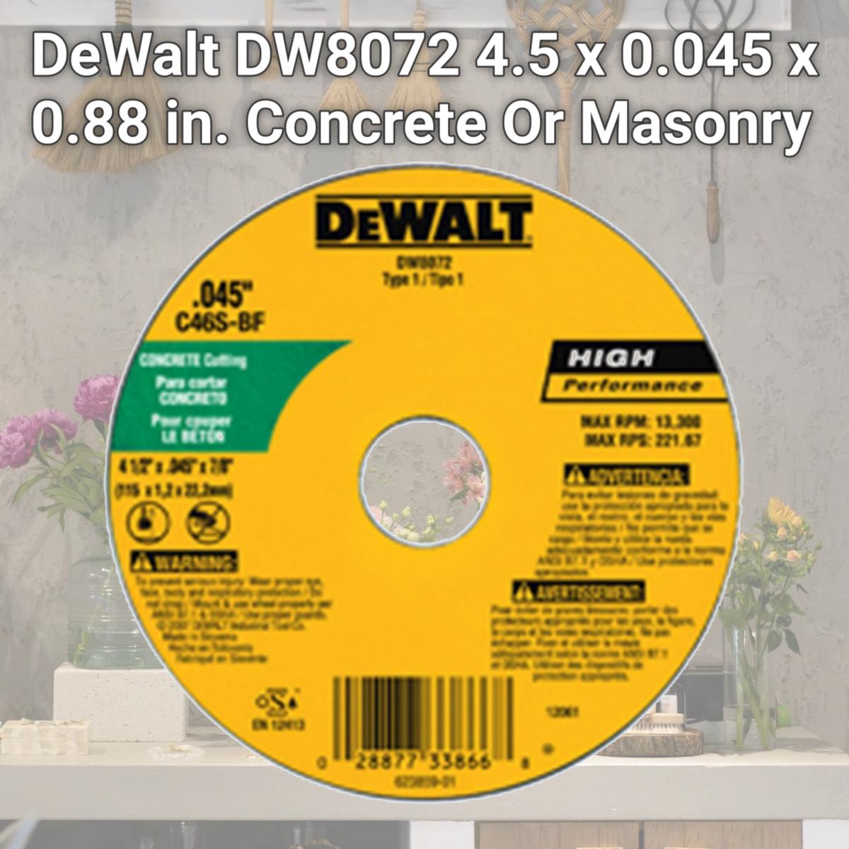 Picture of DeWalt DW8072 4.5 x 0.045 x 0.88 in. Concrete Or Masonry