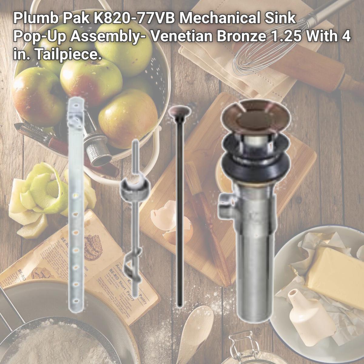 Picture of Plumb Pak K820-77VB Mechanical Sink Pop-Up Assembly- Venetian Bronze 1.25 With 4 in. Tailpiece.