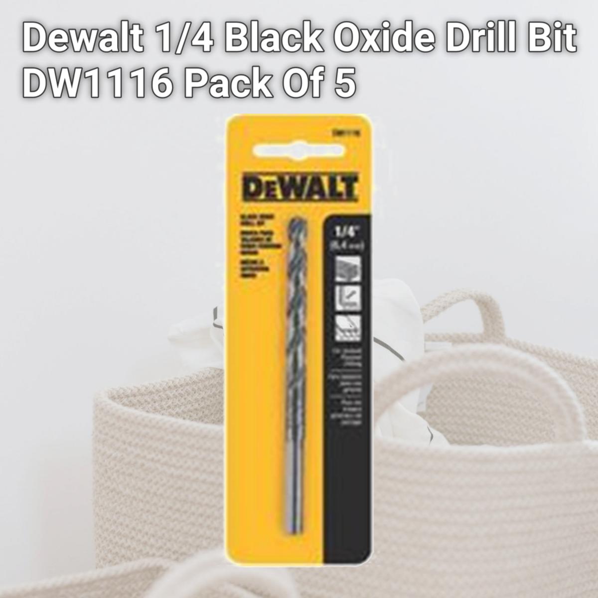 Picture of Dewalt 1/4 Black Oxide Drill Bit DW1116 Pack Of 5