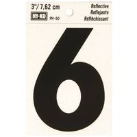 0200683 Number House 6 3 In. Reflective Black - Case Of 10