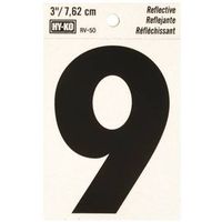0200758 Number House 9 3 In. Reflective Black - Case Of 10