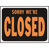 0205229 Sign Sorry We Are Closed Plast - Case Of 10