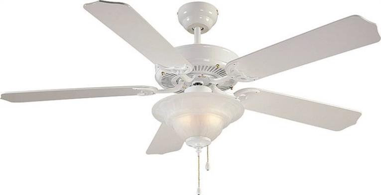 754523 52 In. 5 Blade With 2 Light E12 Ceiling Fan, White