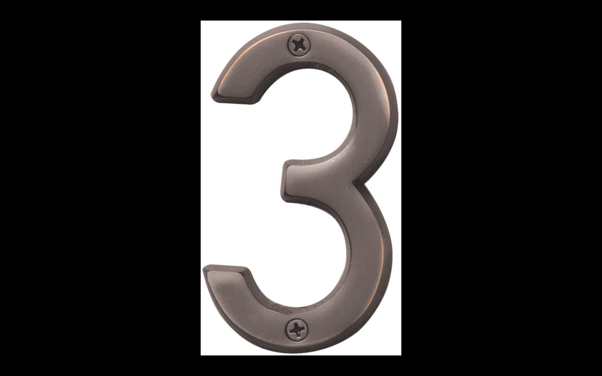 Hy-ko Products 788539 4 In. Solid Brass House Number 3, Old World Bronze