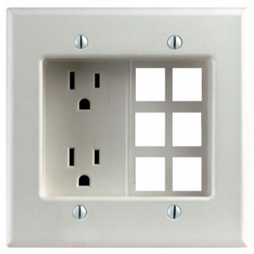 871772 690w, 15a 2-gang Recessed Device With Duplex Receptacle & Quickpor Plate, White
