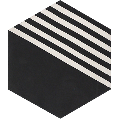Ea88207-01 Hexagonal Cement Tiles, Dale Black 01 - Box Of 12