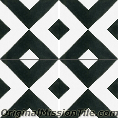 F882100-01 Checkered Cement Tiles, Black 01 - Box Of 12