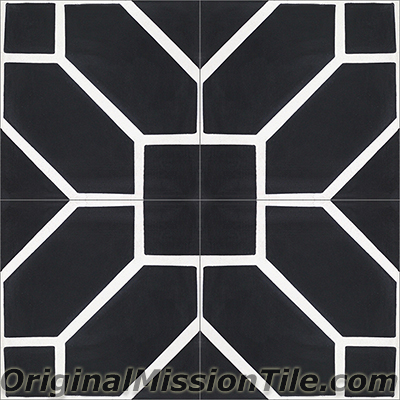 F882107-01 Naples 01 Cement Tiles, Black & White - Box Of 12