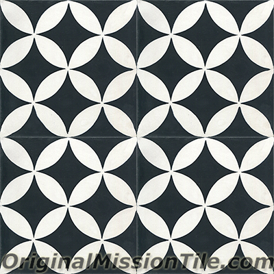 F882110-01 Circulos Cement Tiles, Black 01 - Box Of 12