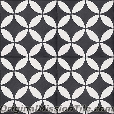 F882542-01 Circulos Ii Cement Tiles, Black 01 - Box Of 12