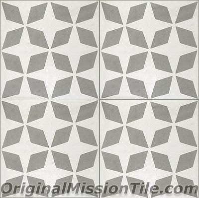 F882571-02 Rombos 02 Cement Tiles, Gris & White - Box Of 12