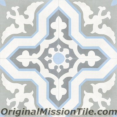 F884219-04 Pescadero Cement Tiles, Blue 04 - Box Of 12