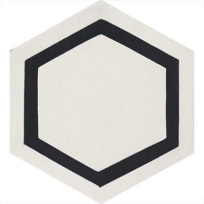 H88209-04 Hexagonal Frame Cement Tiles, White 04 - Box Of 12