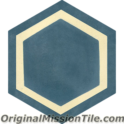 H88209-05 Hexagonal Frame 05 Cement Tiles, Navy & Jaune Clair - Box Of 12