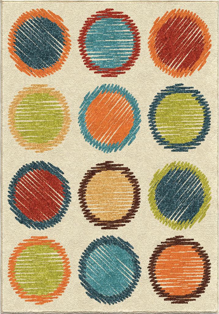 3113 5x8 5 X 8 In. Kids Polka Dots Circle Sketch Area Rug - Multicolor
