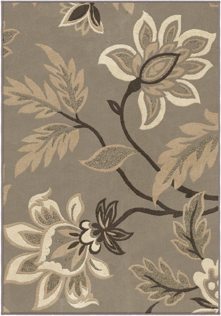 7 X 10 In. Floral Lily Area Rug - Grey