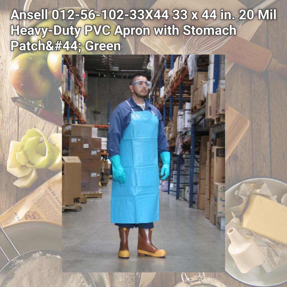 Picture of Ansell 012-56-102-33X44 33 x 44 in. 20 Mil Heavy-Duty PVC Apron with Stomach Patch, Green