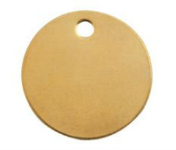 18 Ga. 1.5 In. Round Brassmetal Tag With 3 By 16 Hol