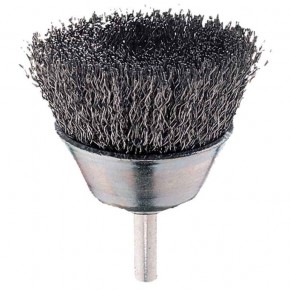 410-82830 2.5 In. Crimped Shank Mounted Cup Brush 0.012 Carbon Steel Wire