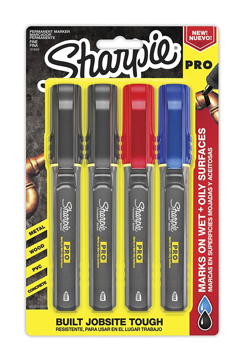 Sharpie 652-2018324 Permanent Marker, Fine Point - Assorted Color, 4 Count