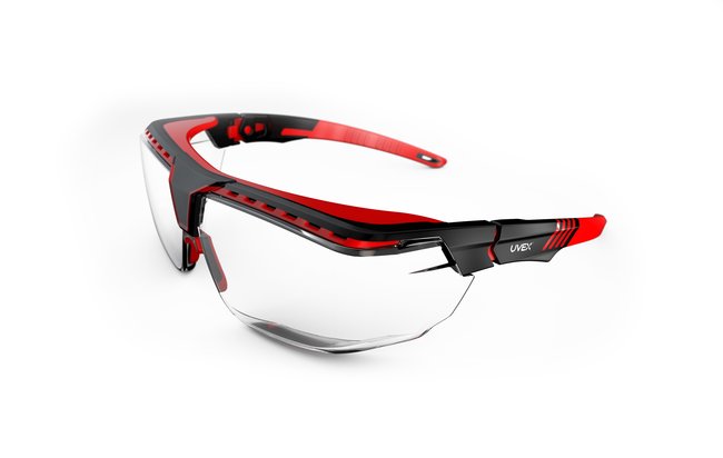 763-s3851 Uvex Avatar Otg Safety Glasses, Black & Red - Clear Lens Tint