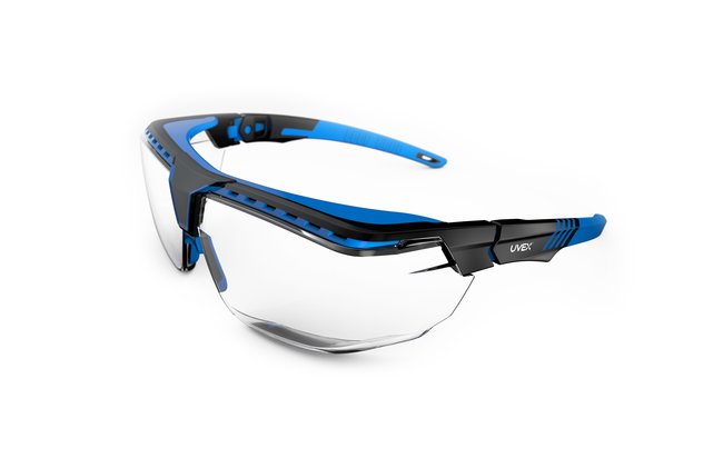 763-s3853 Uvex Avatar Otg Safety Glasses, Black & Blue - Clear Lens Tint
