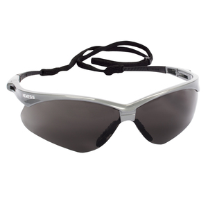 412-47383 Nemesis Safety Glasses With Ati-fog Lens & Silver Frame - Smoke
