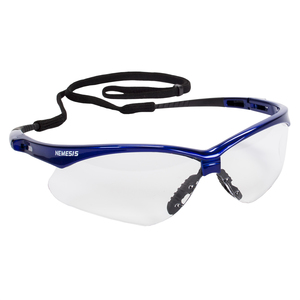 412-47384 Nemesis Safety Glasses With Ati-fog Lens & Metallic Blue Frame - Clear